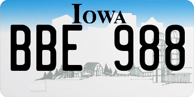 IA license plate BBE988