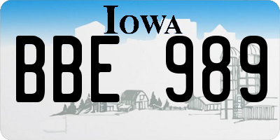 IA license plate BBE989