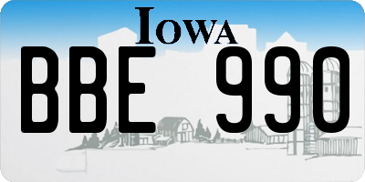IA license plate BBE990