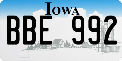 IA license plate BBE992