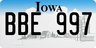 IA license plate BBE997