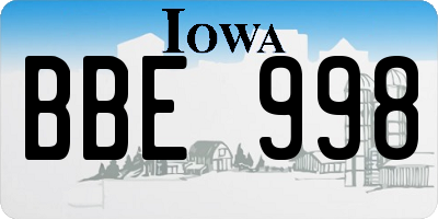 IA license plate BBE998