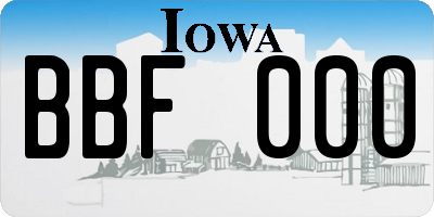 IA license plate BBF000