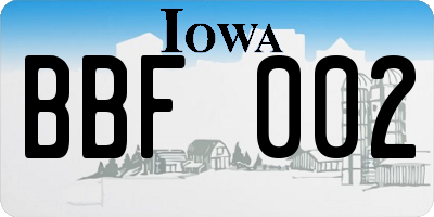 IA license plate BBF002