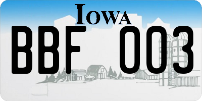 IA license plate BBF003