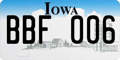 IA license plate BBF006