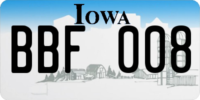 IA license plate BBF008
