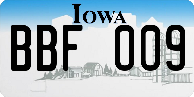IA license plate BBF009