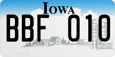 IA license plate BBF010