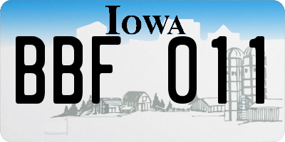 IA license plate BBF011