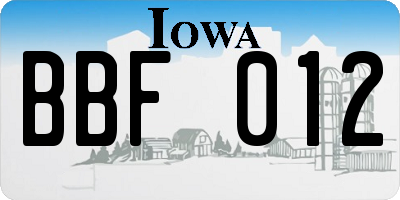 IA license plate BBF012