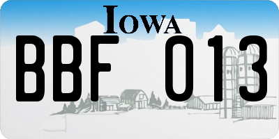 IA license plate BBF013
