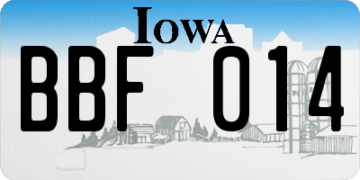IA license plate BBF014