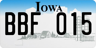 IA license plate BBF015