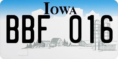 IA license plate BBF016