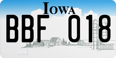 IA license plate BBF018