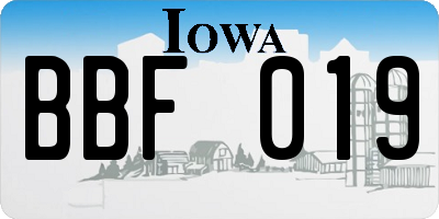 IA license plate BBF019