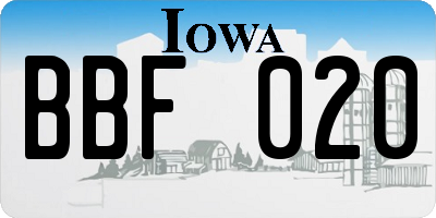 IA license plate BBF020