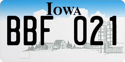 IA license plate BBF021