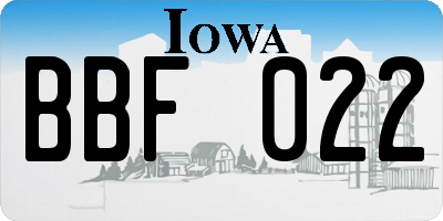 IA license plate BBF022