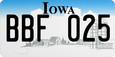 IA license plate BBF025