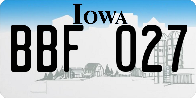 IA license plate BBF027