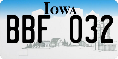 IA license plate BBF032