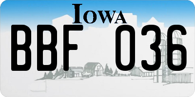 IA license plate BBF036