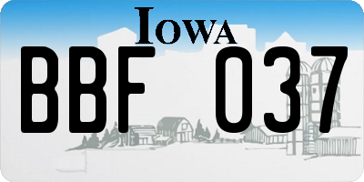 IA license plate BBF037