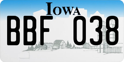 IA license plate BBF038