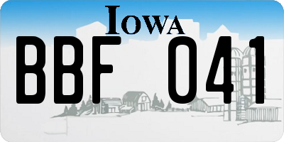 IA license plate BBF041