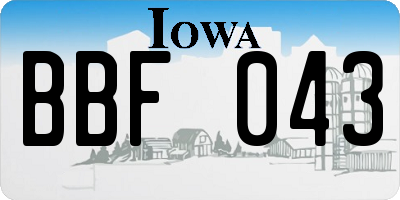 IA license plate BBF043