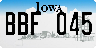 IA license plate BBF045