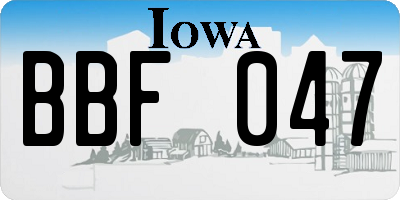 IA license plate BBF047
