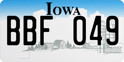 IA license plate BBF049