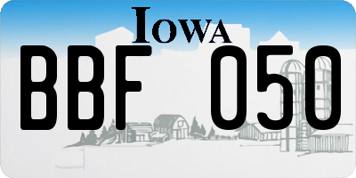 IA license plate BBF050