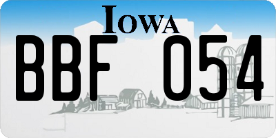 IA license plate BBF054