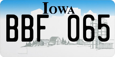 IA license plate BBF065