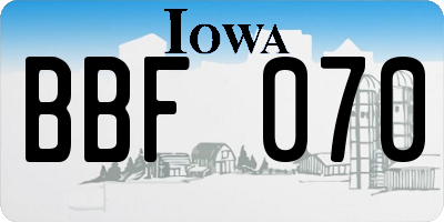 IA license plate BBF070