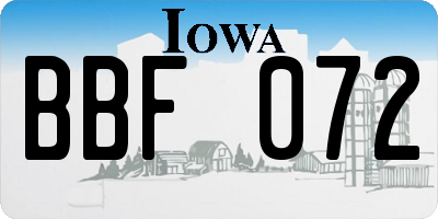 IA license plate BBF072