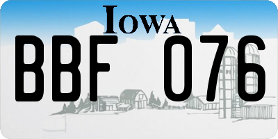 IA license plate BBF076