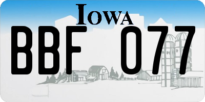 IA license plate BBF077