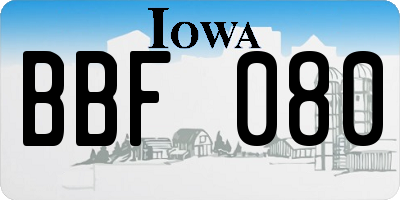 IA license plate BBF080