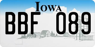 IA license plate BBF089