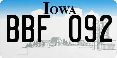 IA license plate BBF092