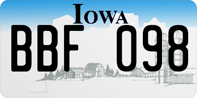 IA license plate BBF098
