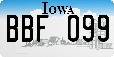 IA license plate BBF099
