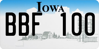 IA license plate BBF100