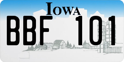 IA license plate BBF101