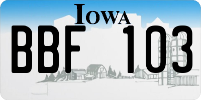 IA license plate BBF103